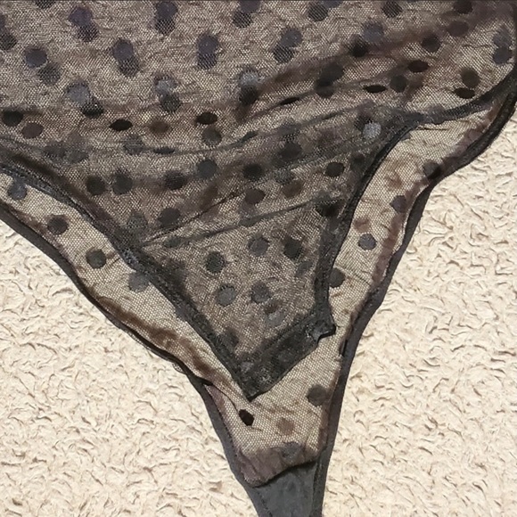 Velvet Kitten Sheer Polka Dot Bodysuit Lrg - Picture 6 of 6